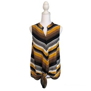 HALOGEN Chevron Striped Front Tie Tank Size Extra Small